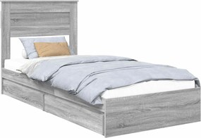vidaXL Pat cu storage cu sertar Gri Sonoma 75 x 190 cm Lemn compozit