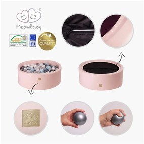 Piscina uscata cu 200 de bile 7cm (Alb perlat) MeowBaby  , 90x30 cm, Premium Velur reiat   corduroy Sand