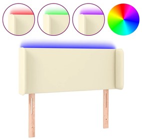 vidaXL Tăblie de pat cu LED, crem, 103x16x78/88 cm, piele ecologică