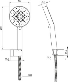 Ivo Set de duș, cu suport fix - 3-funcții NLI_041K