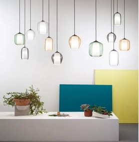 Ondaluce - Pendul pe cablu BONNIE, 1x E27, 15W, 230V, Ø 15,5 cm, negru/bej fumuriu