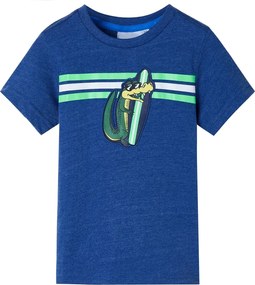 vidaXL Tricou pentru copii, albastru închis melanj, 128