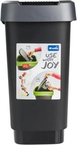 ROTHO Coş de gunoi SWING TWIST, negru şi argintiu 10 l