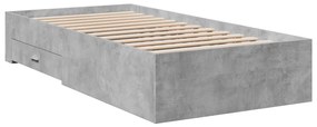 3280422 vidaXL Cadru de pat cu sertare, gri beton, 100x200 cm, lemn prelucrat