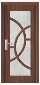 Usa Interior din MDF Novo Doors ND309, Cadru din Lemn Masiv, Geam Sablat, KIT COMPLET, Toc , Manere si balamale incluse (Culoare: Nuc, Dimensiune: 80