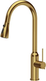 Baterie bucatarie cu dus extractibil Quadron Unique Q-Line Jessica finisaj auriu