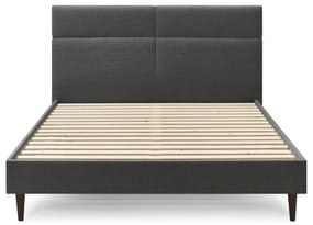 Pat matrimonial 160x200 cm negru tapițat cu somieră Elyna – Bobochic Paris