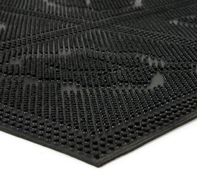 Covoraș de curățare din cauciuc Leaves Squares 45 x 75 x 0,6 cm, negru