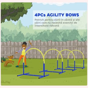 PawHut Echipament de Agilitate pentru Câini, Set Portabil din 4 Piese pentru Antrenament, 95x88x64 cm, Albastru | Aosom Romania