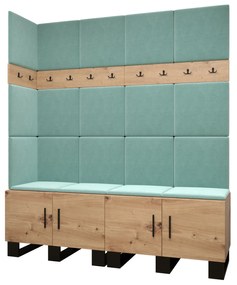 Set mobilier pentru hol Amanda 12 (Stejar artisan + verde). 1085958
