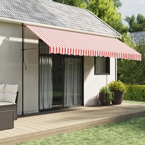 vidaXL Pânză copertină de rezervă, dungi roșii și albe, 4,5x3 m