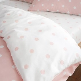 Cearceaf alb-roz din flanelă cu elastic 90x190 cm Polka Dot – Catherine Lansfield