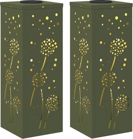 vidaXL Lumină LED Solară pentru Alei 2 pcs Verde măsliniu