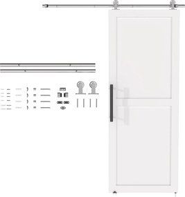 HOMCOM 152CM Kit feronerie ușă culisantă tip hambar, șină pentru ușă lățime 76 cm, grosime 30 mm, argintiu | Aosom Romania