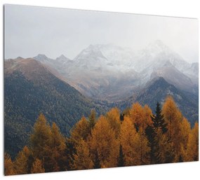 Tablou pe sticlă - Crestele munților (70x50 cm)