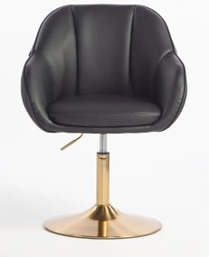 HR2055N Scaun Neagră din Piele Ecologica cu Bază Aurie