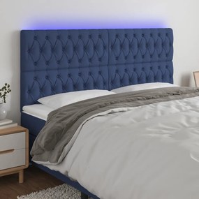 Tablie de pat cu LED, albastru, 180x7x118 128 cm, textil 1, Albastru, 180 x 7 x 118 128 cm