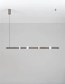 Lustra tub subtire aluminiu gri inchis si alabastru LED MARLOW