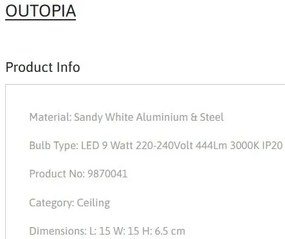 Spot LED aplicat stil minimalist OUTOPIA alb