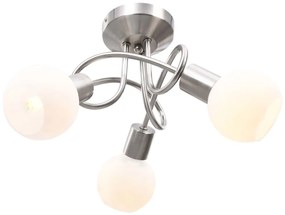 vidaXL Lustră cu abajururi din ceramică, 3 becuri E14, alb, glob