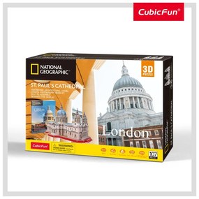 PUZZLE 3D + BROSURA - CATEDRALA ST. PAUL 107 PIESE - CUBICFUN (CUDS0991H)