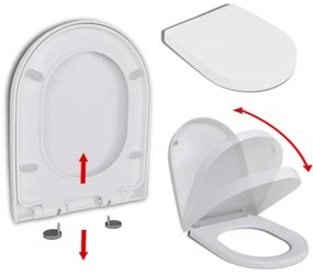 vidaXL Capac WC, închidere silențioasă, eliberare rapidă, alb, pătrat