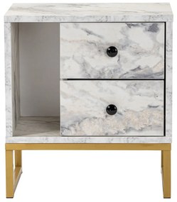 Măsuță de noptieră Glimmer Fressia Marble Gold