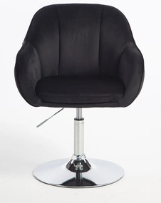 HR2055N Scaun Neagră din Catifea cu Bază Cromata