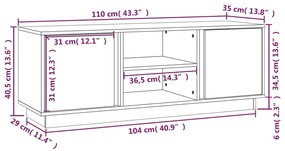 Comoda TV, maro miere, 110x35x40,5 cm, lemn masiv de pin 1, maro miere