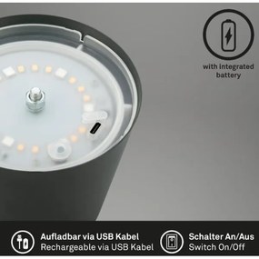 Lampă LED RGB reîncărcabilă dimabilă de masă Briloner 7507015 LED/2,5W/5V IP44 antracit