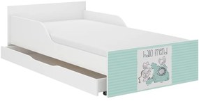 Pătuţ elegant tăblie mentol 180 x 90 cm cu şoareci