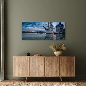 Tablou cu barcă cu pânze (120x50 cm)