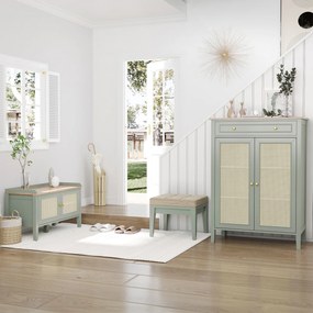 HOMCOM Dulap pentru pantofi mobilier de depozitare pentru pantofi mobilier pentru intrare cu 2 uși efect de răchită sertar 80 x 40 x 110 cm | Aosom Romania