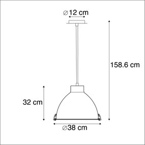 Lampă suspendată industrială din aluminiu 38 cm cu dimmer - Anteros