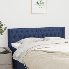 3119116 vidaXL Tăblie de pat cu aripioare albastru 163x16x78/88 cm textil