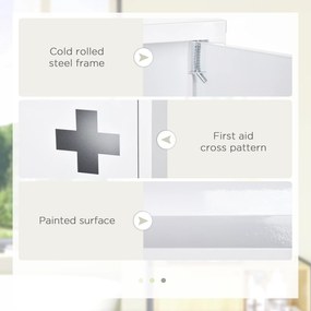 kleankin Dulap Medicamente cu 3 Rafturi și Ușă Magnetică, cu un strat rezistent la apă și rugină 30x12x60 cm, Alb | Aosom Romania