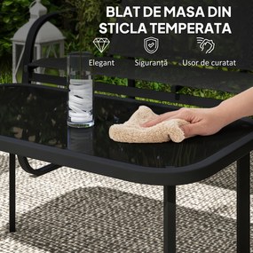 Outsunny Set de Mobilier de Grădină din 5 Piese, cu 2 Canapele, 2 Fotolii și o Măsuță de Cafea, 111x70x75 cm, Negru | Aosom Romania