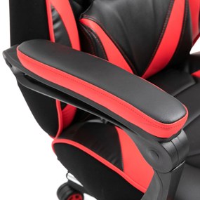 Vinsetto Fotoliu gaming Ergonomic, Fotoliu de birou confortabil cu Suport pentru picioare, Suport pentru cap și pernă lombară, Înălțime reglabilă, negru și roșu | Aosom Romania