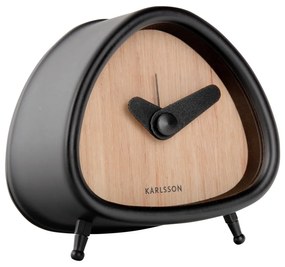 Ceas deșteptător cu aspect de lemn Karlsson Triangle, înălțime 8,6 cm, negru