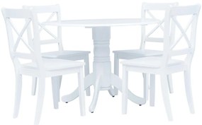 vidaXL Set mobilier bucătărie, 5 piese, alb, lemn masiv de hevea