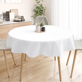Goldea față de masă 100% bumbac solid - albă - rotundă Ø 180 cm