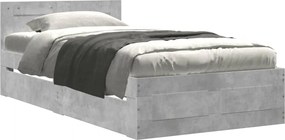 vidaXL Cadru de pat cu tăblie gri beton 90x200 cm lemn prelucrat