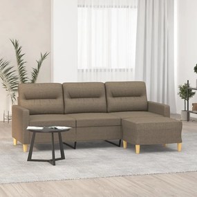 3153428 vidaXL Canapea cu 3 locuri și taburet, taupe, 180 cm, material textil