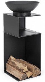 Cos de foc cu compartiment pentru lemne, negru, 38 x 38H, Efesto Yes