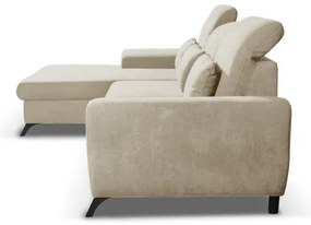 Colțar extensibil ALTA, tapițat, cu spațiu de depozitare, șezlong pe partea stângă, bej