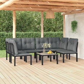 3187739 vidaXL Set mobilier de grădină, 7 piese, negru și gri, poliratan