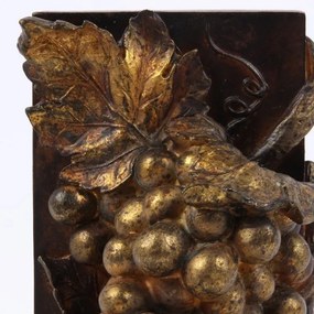 Opritor pentru cărți din polirășină, auriu, model struguri, 16,5 x 12,5 x 11,5 cm, „Bacchus”