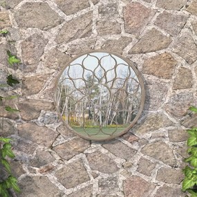 Oglinda de gradina rotunda, nisipiu, 40x3 cm, fier, uz exterior 1, Nisip, 40 x 3 cm