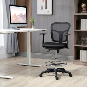 Vinsetto Fauteuil de birou scaun din plasă scaun de birou cu șezut înalt reglabil cu suport de picioare rotativ la 360 ° | Aosom Romania
