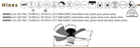 Lustra LED cu ventilator si telecomanda HINES alb 40cm, 03609W GL